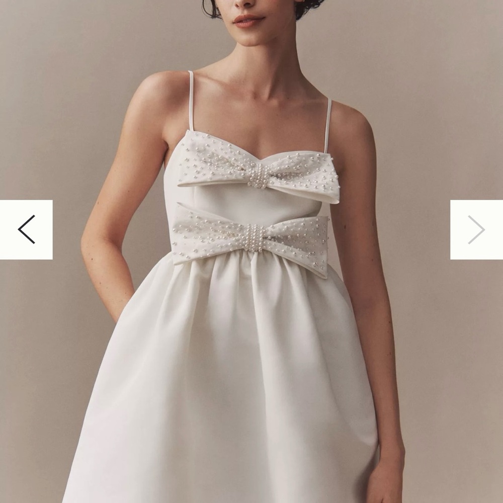 Sachin + Babi White Dress with Pearl Accents